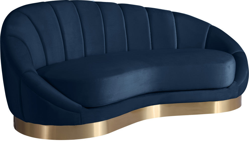 Shelly Velvet Upholstered Chaise, Navy