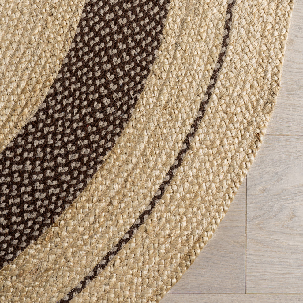 Cottage Oval Jute Area Rug, Dark Brown 10'x14'