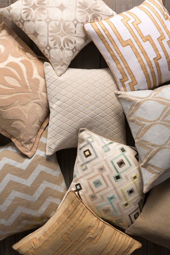 Surya Metallic Stamped MS-002 22" x 22" Pillow Kit