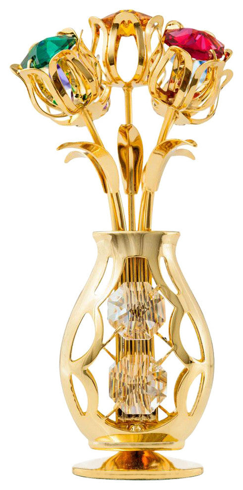 24k Gold Plated Flowers Bouquet and Vase