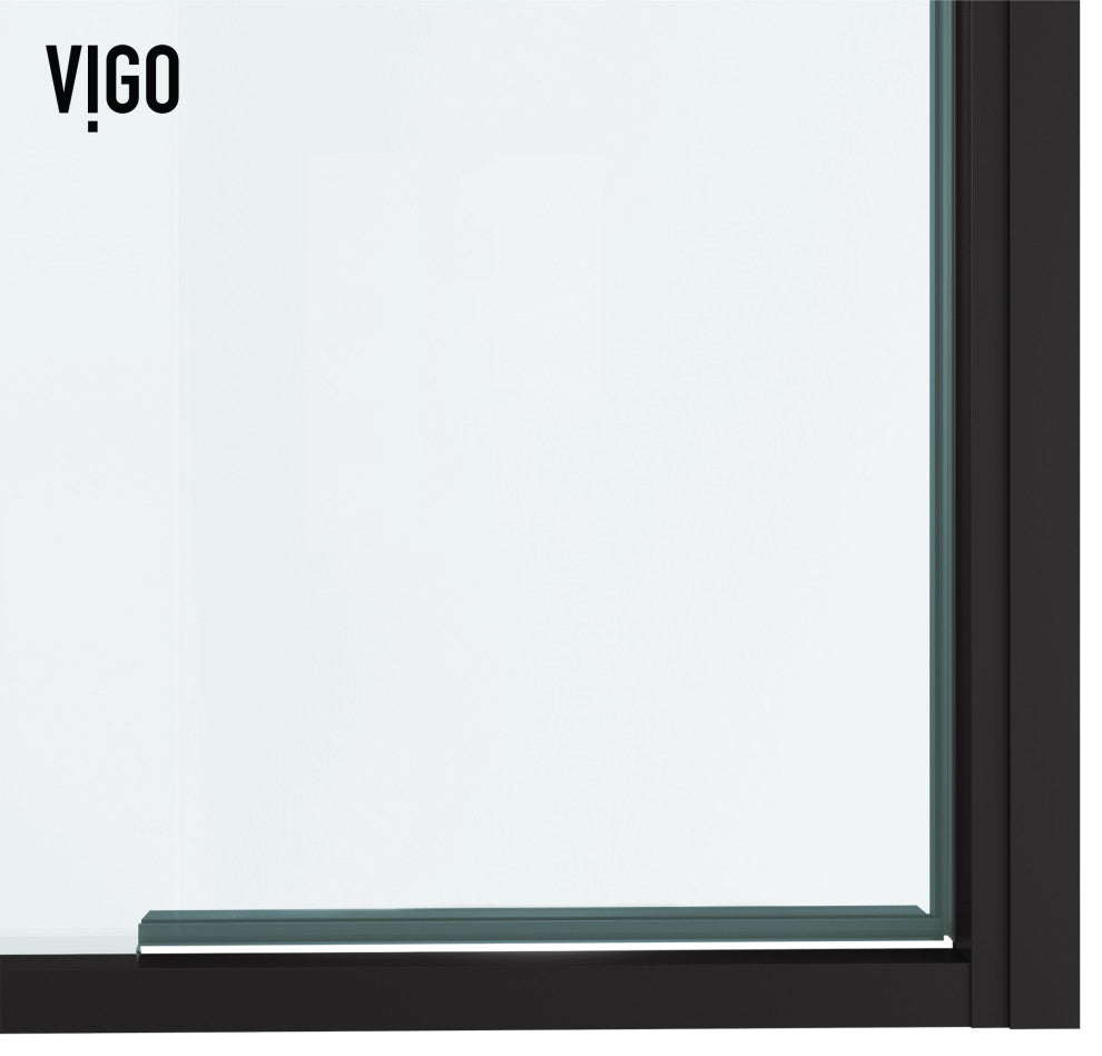 VIGO Astoria Framed Pivot Shower Door, Black, 30" W X 76" H, Clear Glass