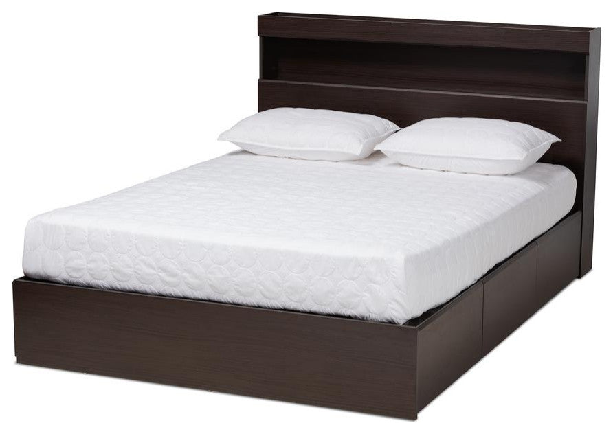 Blaine Dark Brown Finished Wood Queen Size 6-Drawer Platform Storage Bed