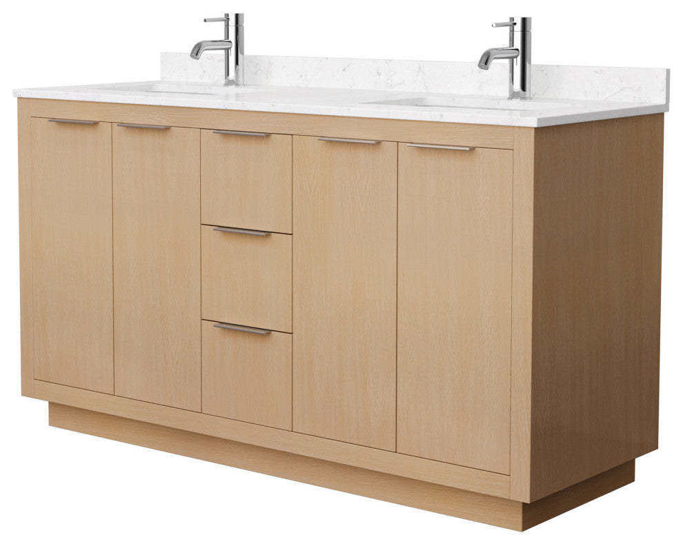 Maroni 60" Light Straw Double Vanity, LV Carrara Cultured Marble Top