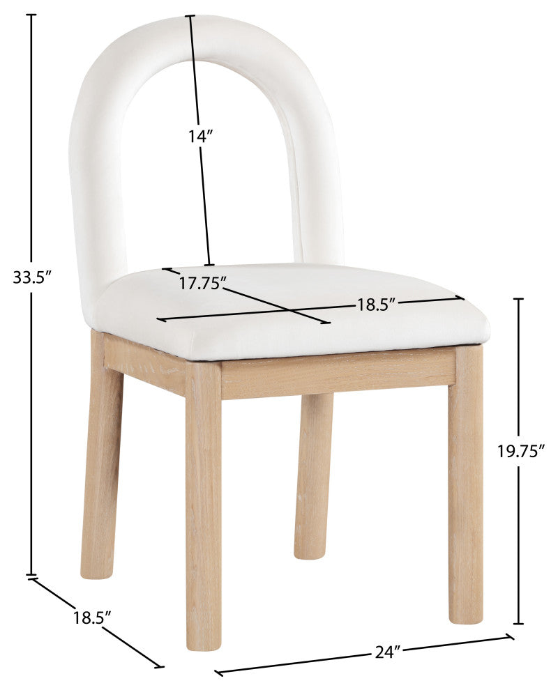 Conrad Upholstered Dining Chair, Cream, Velvet, Natural Finish