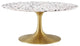 Modway Lippa 36" Round Modern Terrazzo & Metal Coffee Table in Gold/White