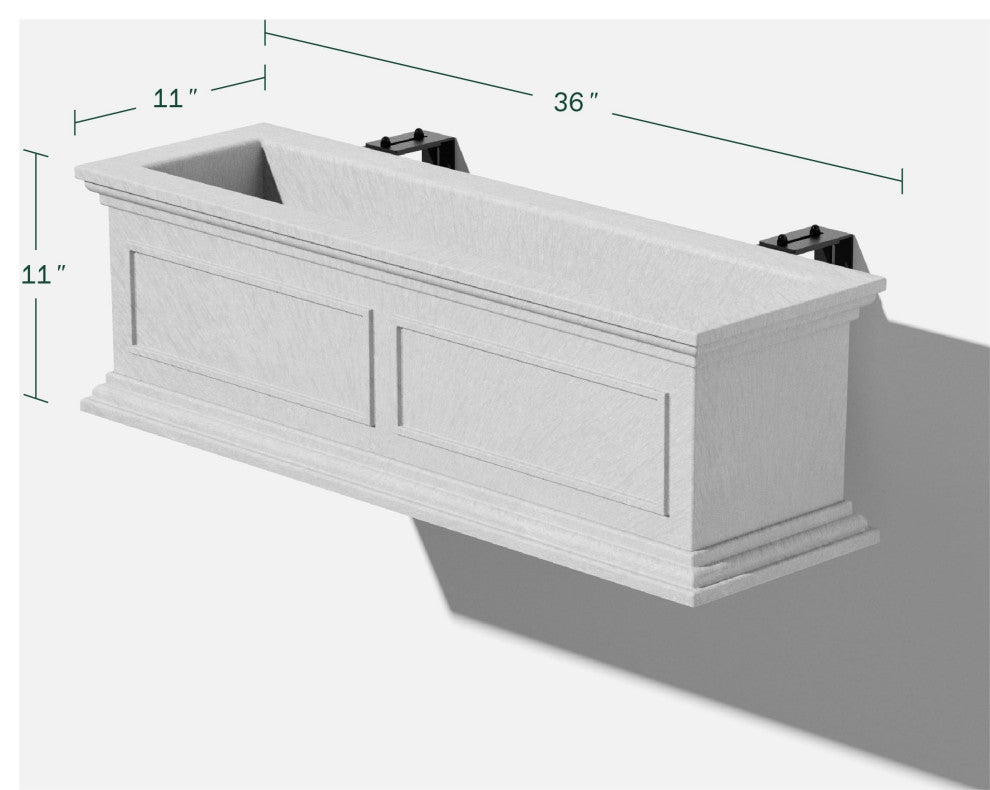 Brixton Window Box Planter With Bracket, 36", Grey, 36 Inch, 1 Pack