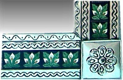 Small 3-Lily Tile Talavera Tin Mirror