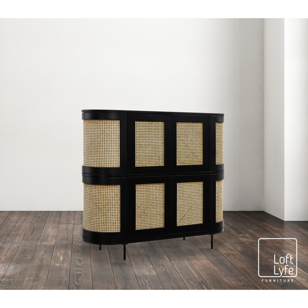 Loft Lyfe Darrius Cabinet, Storage, 4-Door, 55Lx17.7Wx47H, Black