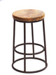 24" Mango Wood Counter Height Barstool With Iron Base Brown And Black