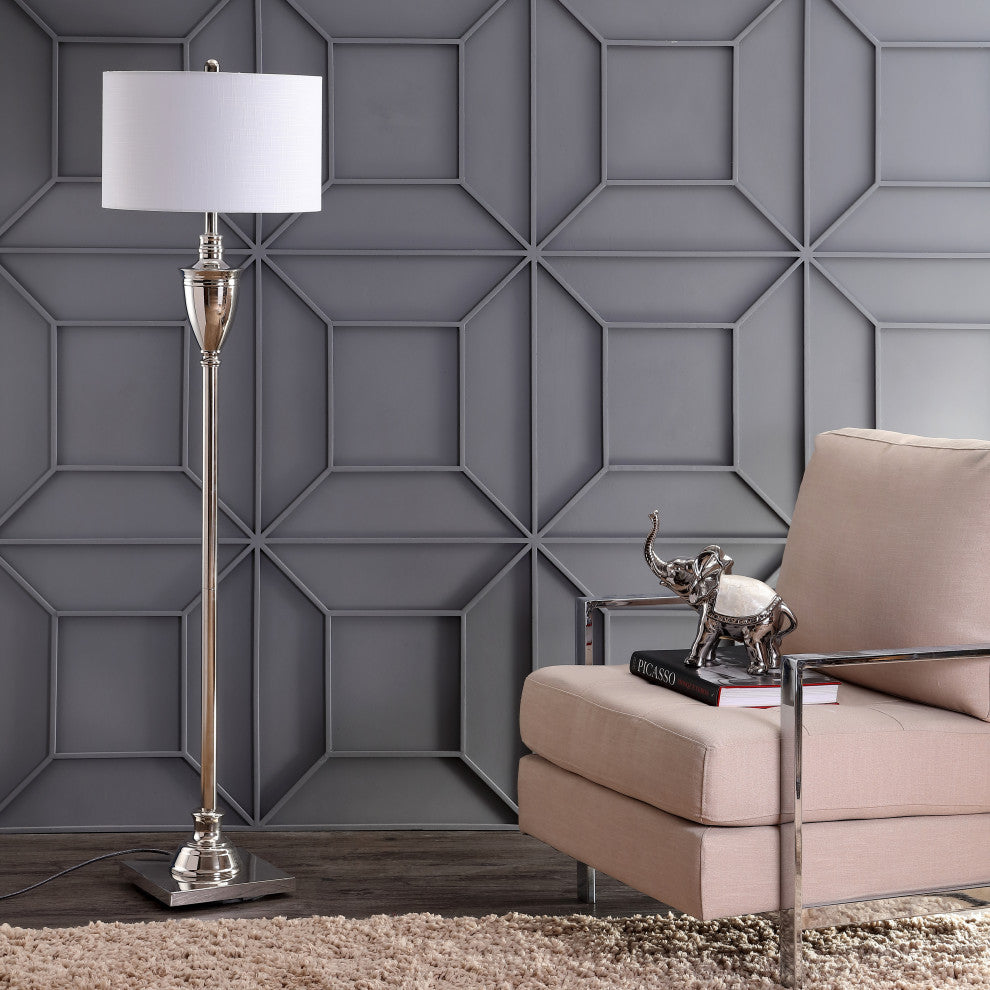 Othello Metal LED Floor Lamp, Polished Nickel, 62"
