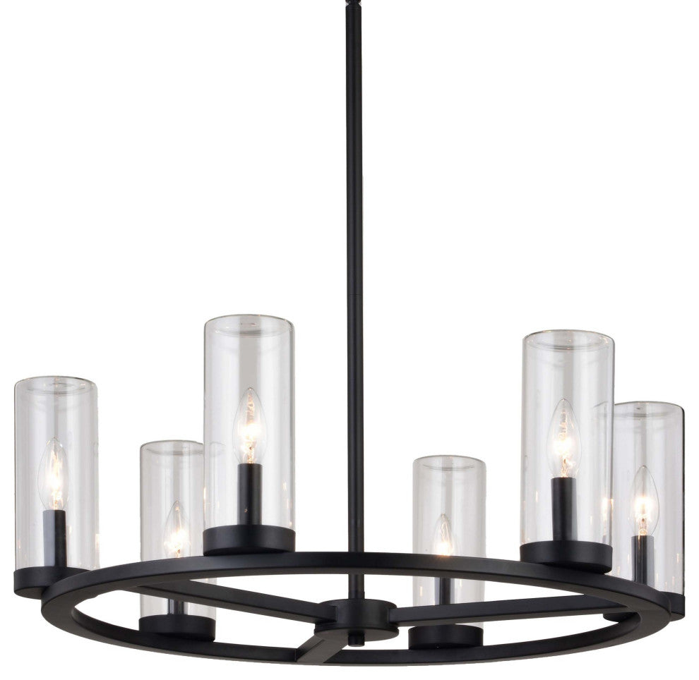 Vaxcel Lighting H0290 Grantley 6 Light 26"W Ring Chandelier - Matte Black