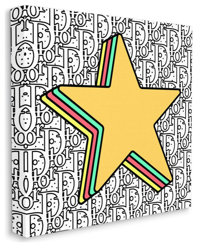 Star Shape Pop Art over High Fashion Pattern24x24