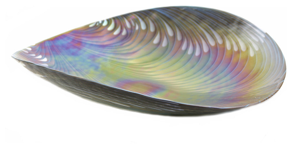 Murano Glass Filigrana Turquoise Centerpiece Plate Ivory Turquoise