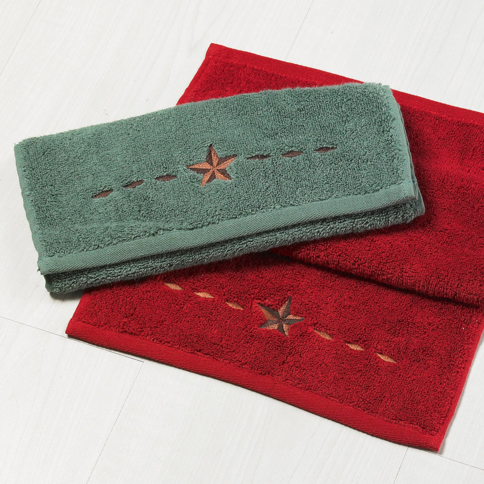 Embroidered Star Towel Set, Red, 3 Piece