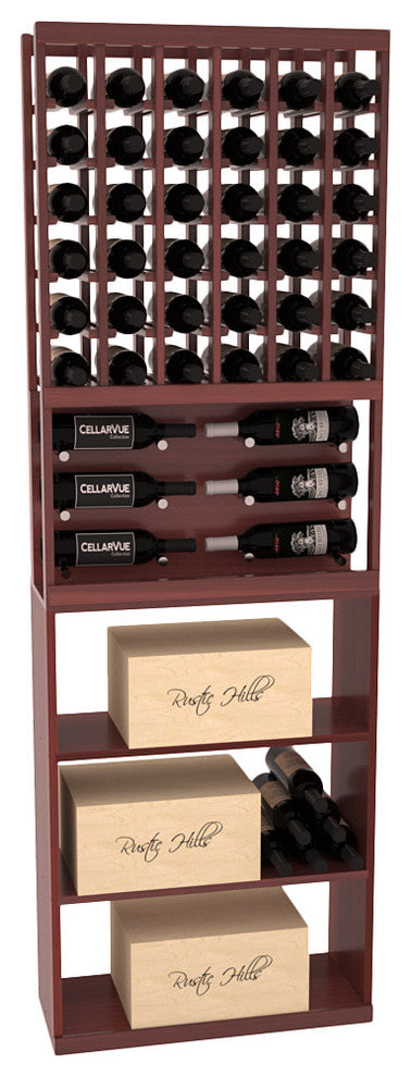 CellarVue Redwood Showcase Wine Rack Combo, Unstained, Cherry