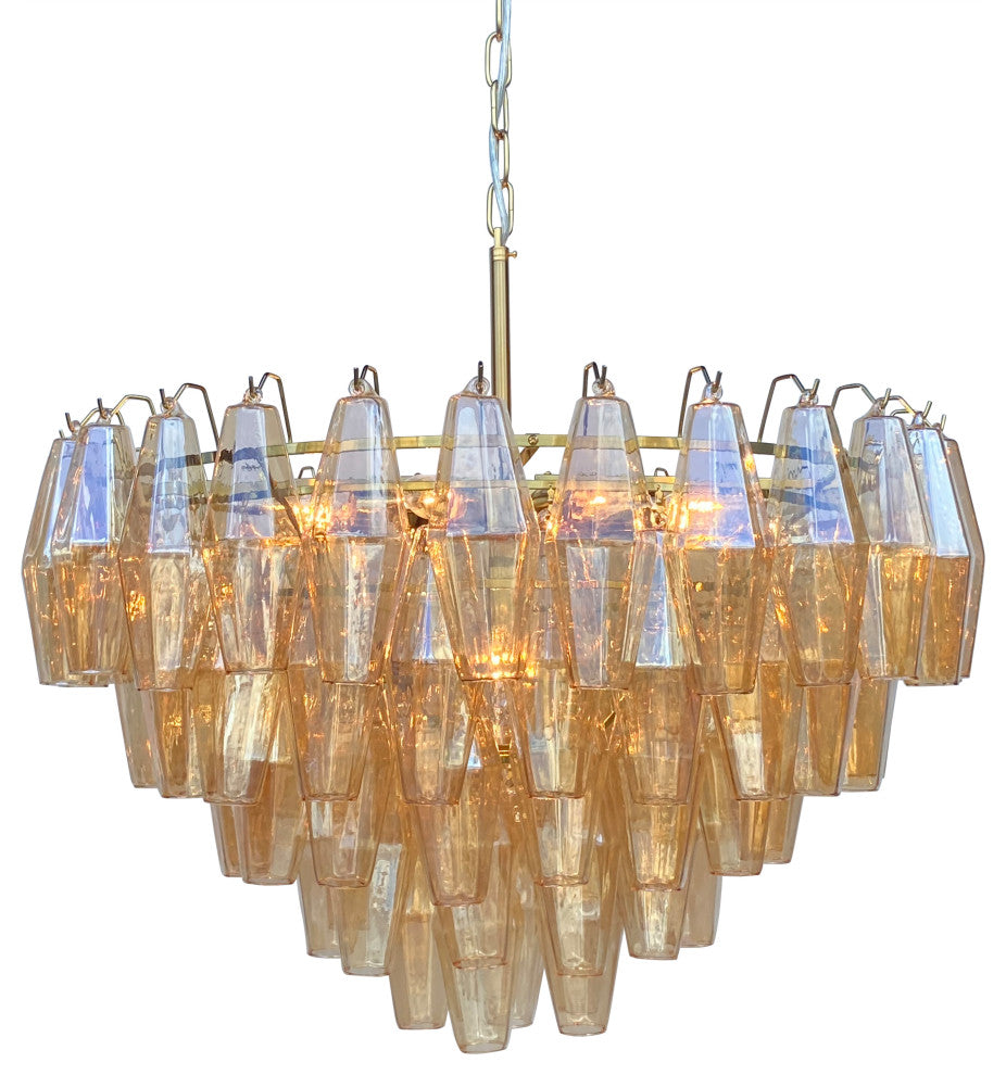Ciara Faceted Amber Glass Chandelier, Champagne Gold