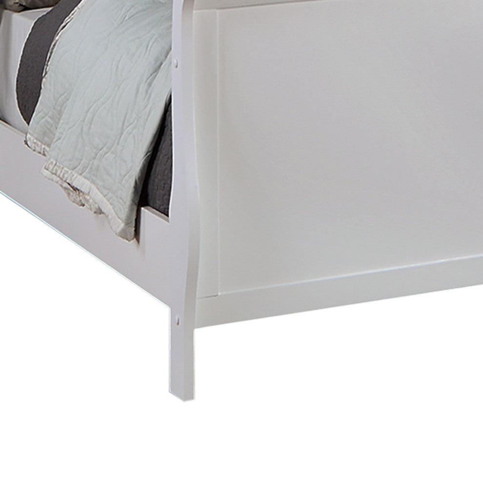 Queen Size Sleigh Panel Bed, White