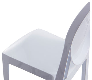 Designer Ghost Style Molded Plastic Bar Height Kitchen Stools For Dining, White, Set of 2