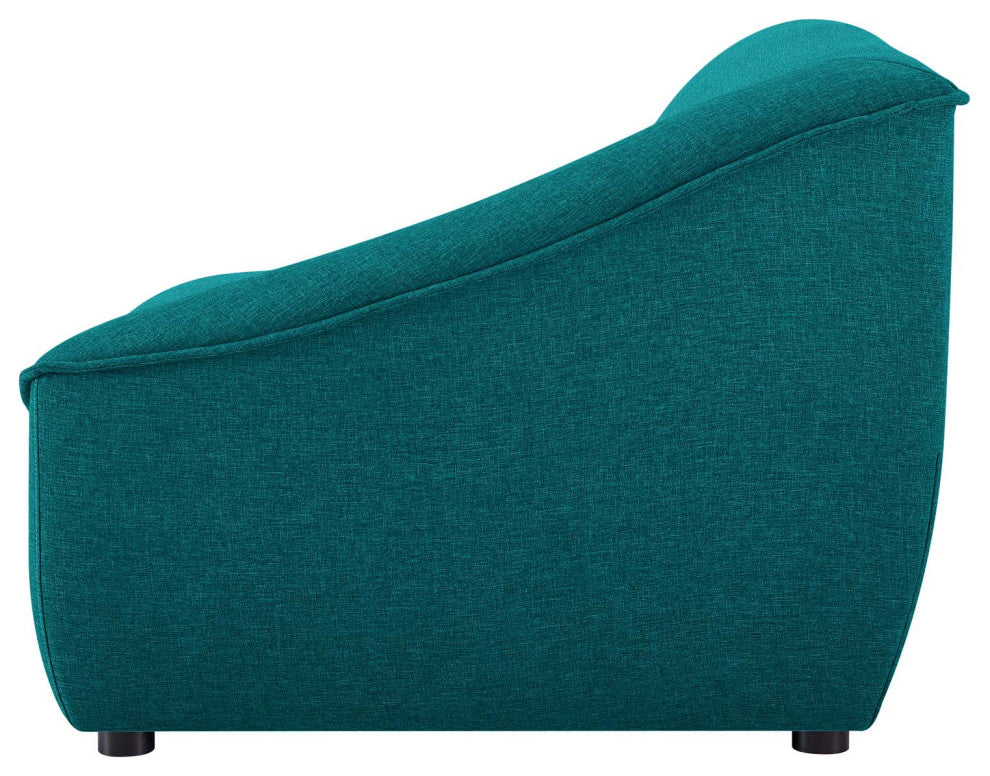 Loveseat Sofa, Fabric, Teal Blue, Modern, Living Lounge Hotel Lobby Hospitality