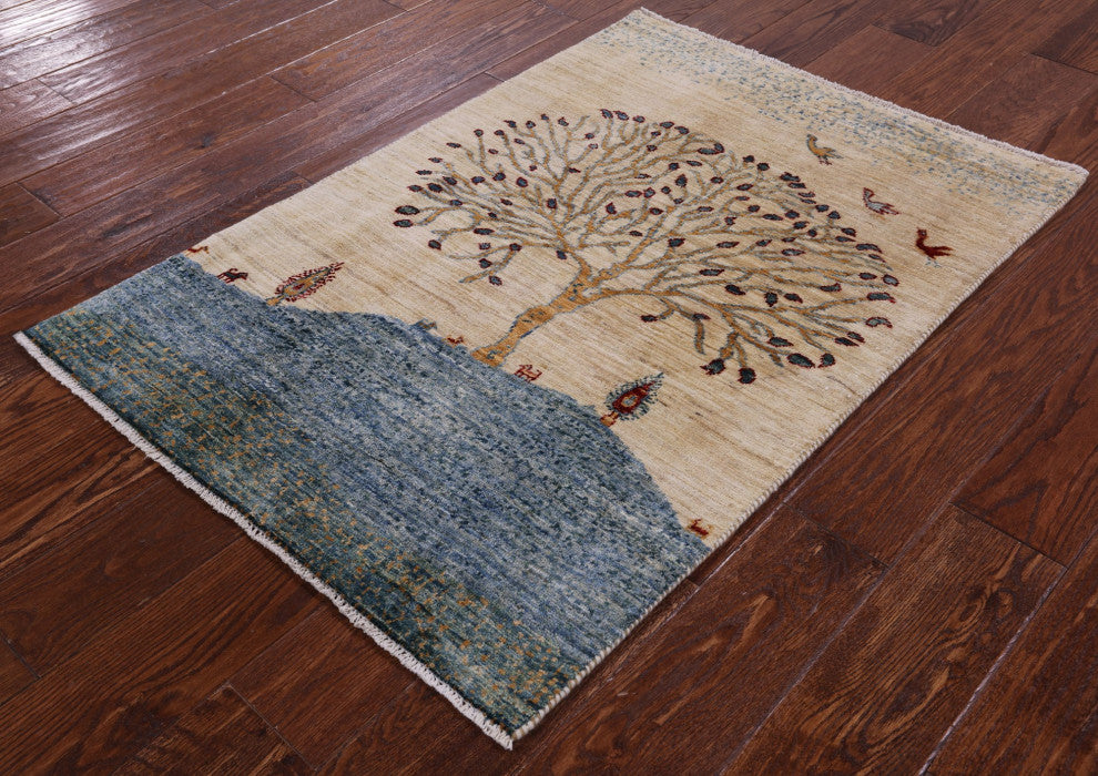 2' 8" X 3' 10" Persian Gabbeh Tribal Hand-Knotted Rug - Q12697