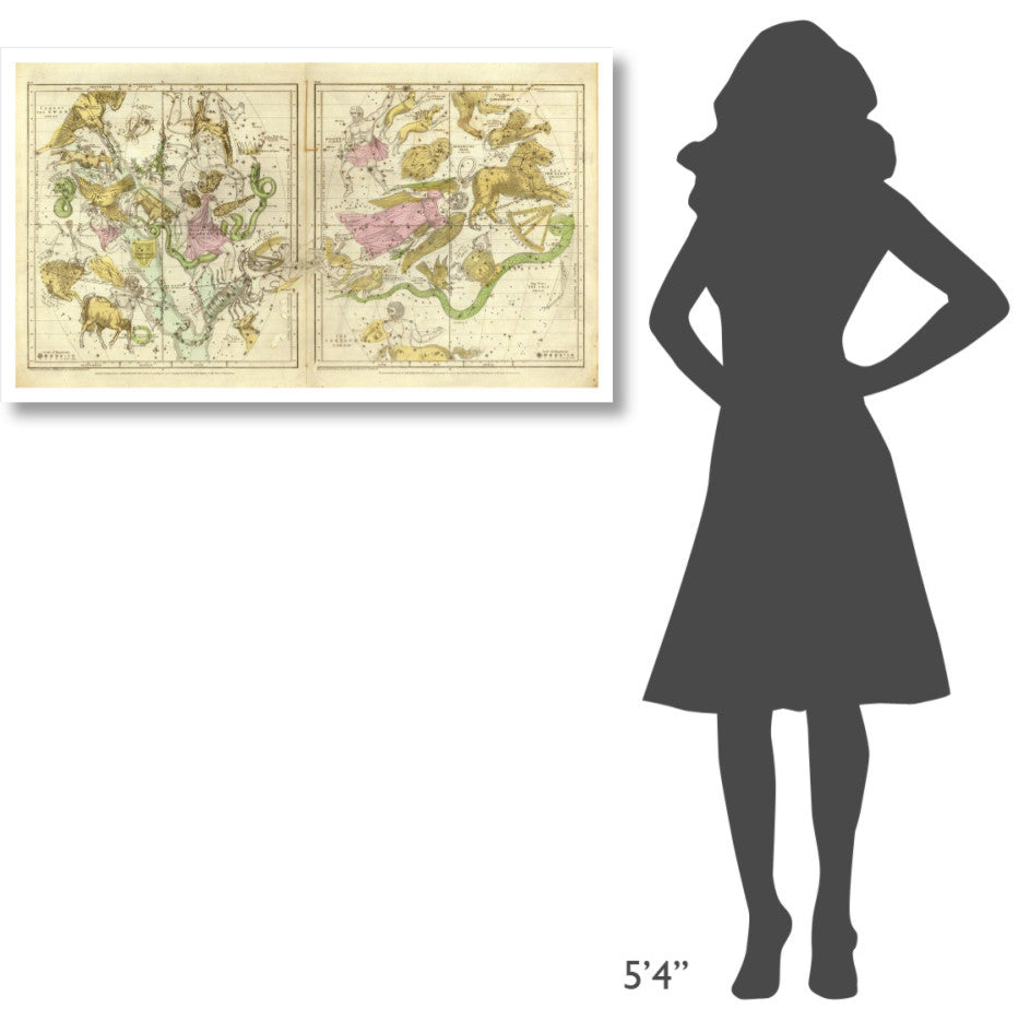 "The Constellations in April - September, 1835" Paper Art, 42"x24"