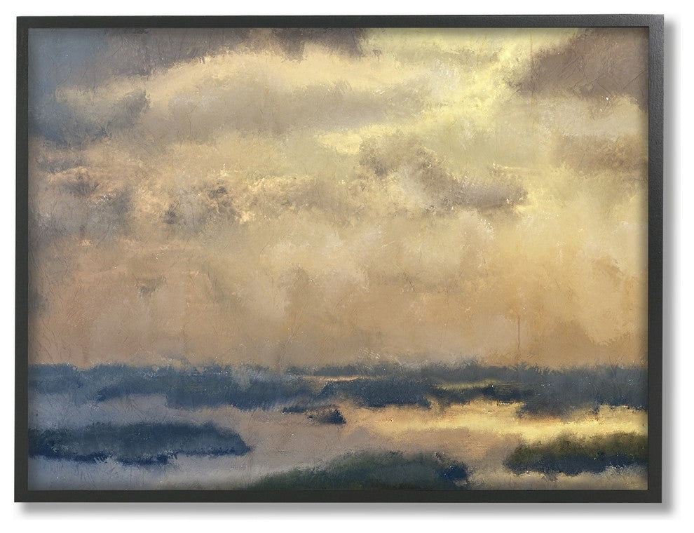 Painted Neutral Morning Sky Abstract Oversized Framed Giclee Art, 16"x20"