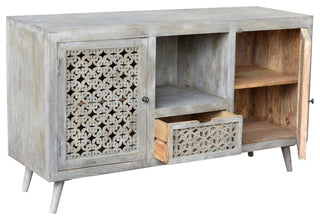 Halle 2 Doors, 1 Drawer Hand-Carved Media Console