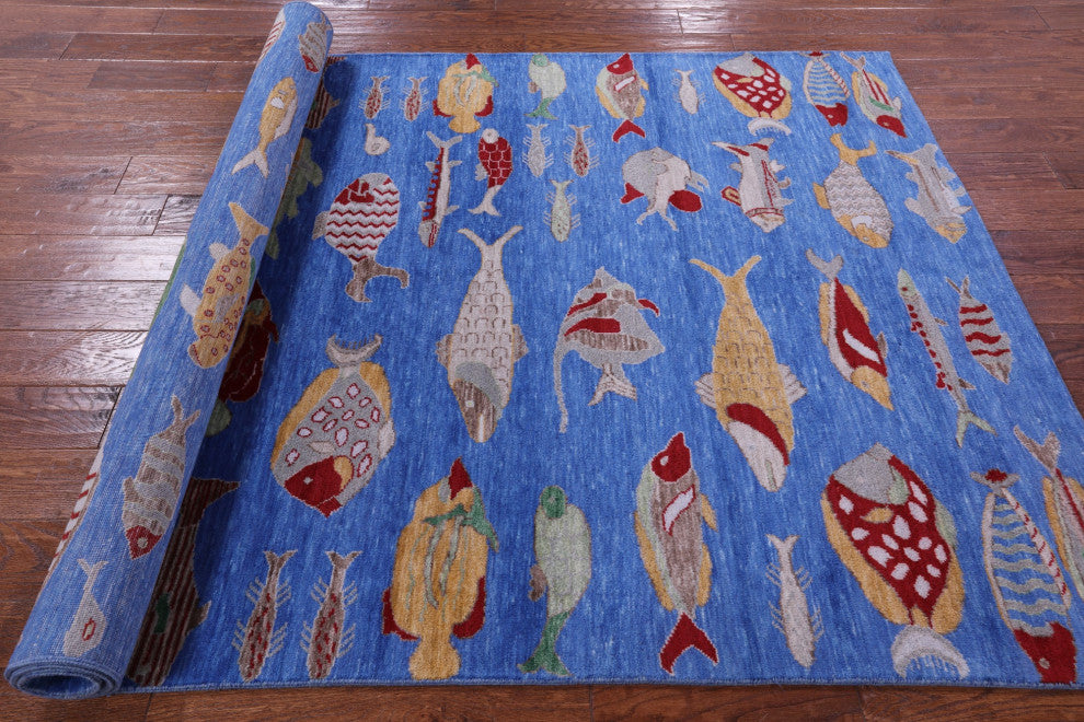 5' 1" X 8' 3" Gabbeh Fish Design Handmade Wool Rug - Q15514