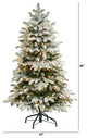 4' Flocked North Carolina Fir Faux Xmas Tree W/White Lights & Bendable Branches