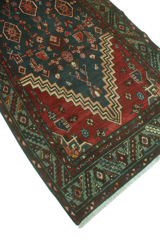 Fine Vintage Distressed Jeanie Charcoal/Red Runner, 3'8 x 8'7