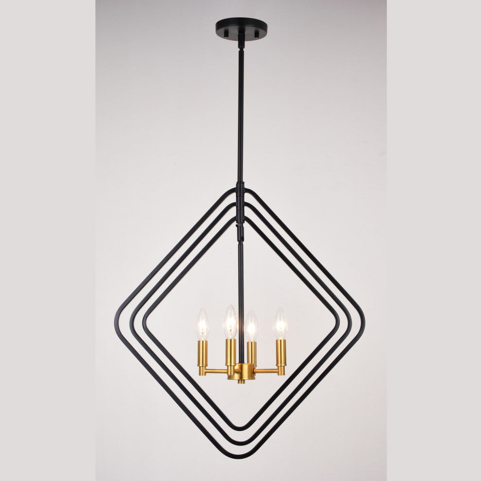 Vaxcel Lighting P0389 Brady 4 Light 22"W Candle Style Chandelier - Black /