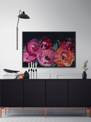 "Blooming Rose" Floater Framed Painting Print, Canvas, 18"x12"