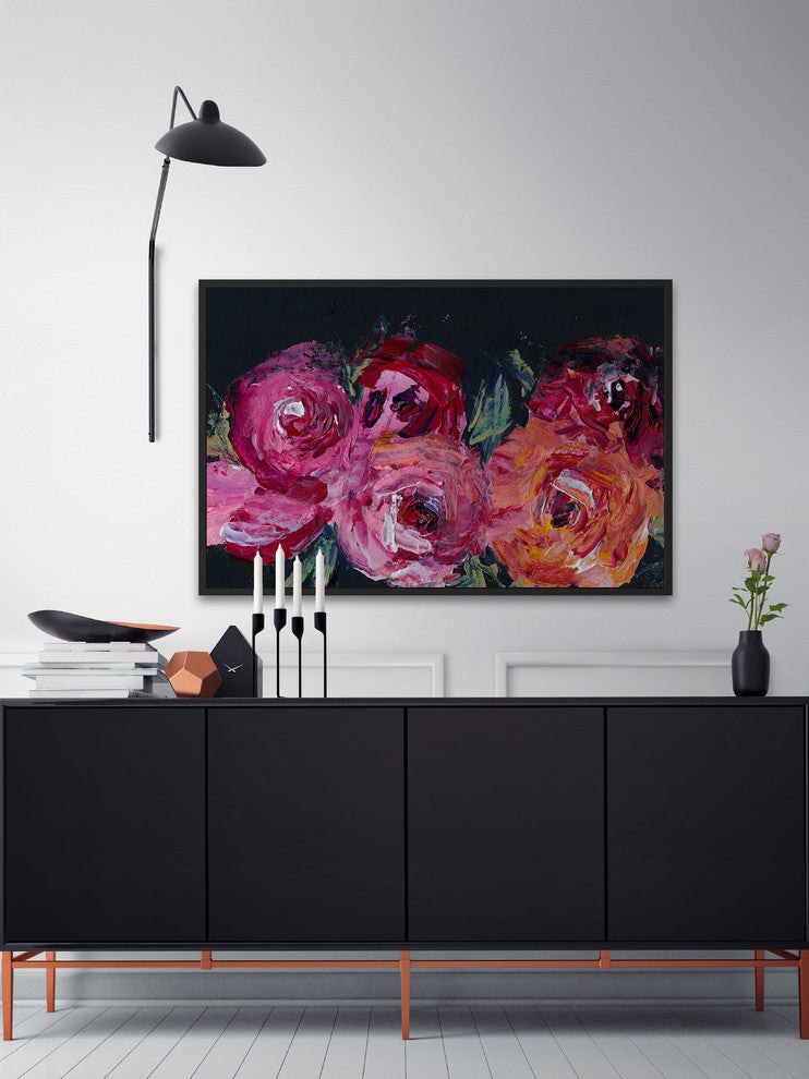 "Blooming Rose" Floater Framed Painting Print, Canvas, 18"x12"