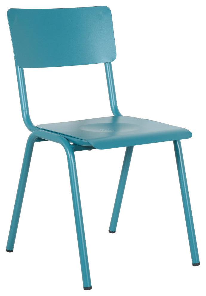 Corris Stacking Patio Dining Side Chair, Frosted Teal (Set of 4)