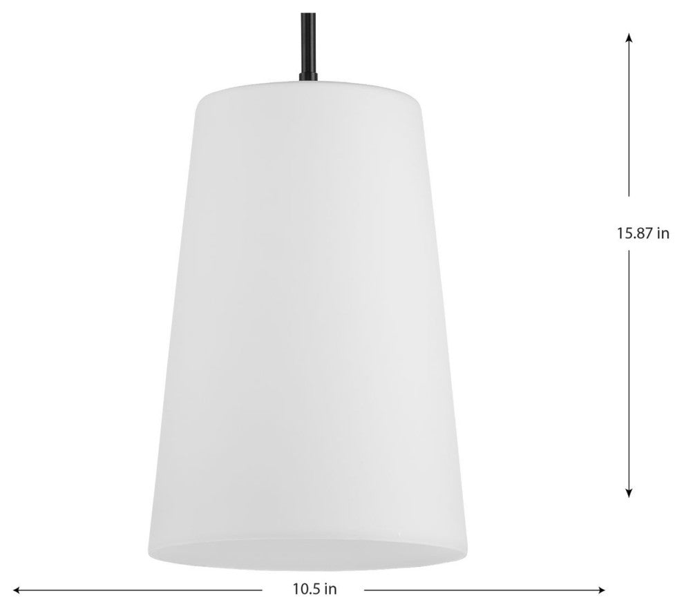 Clarion Collection One-Light Matte Black Etched White Transitional Pendant