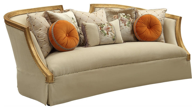 ACME Daesha Sofa in Antique Gold Wood Trim