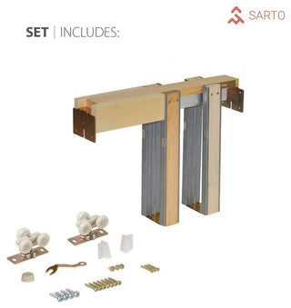 Planum 2102 Interior Sliding Closet Pocket Door 36x96 Ginger Ash Track Pulls