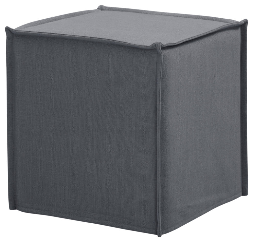 Rustic Manor Jazmyn Ottoman Upholstered, Linen, Dark Gray
