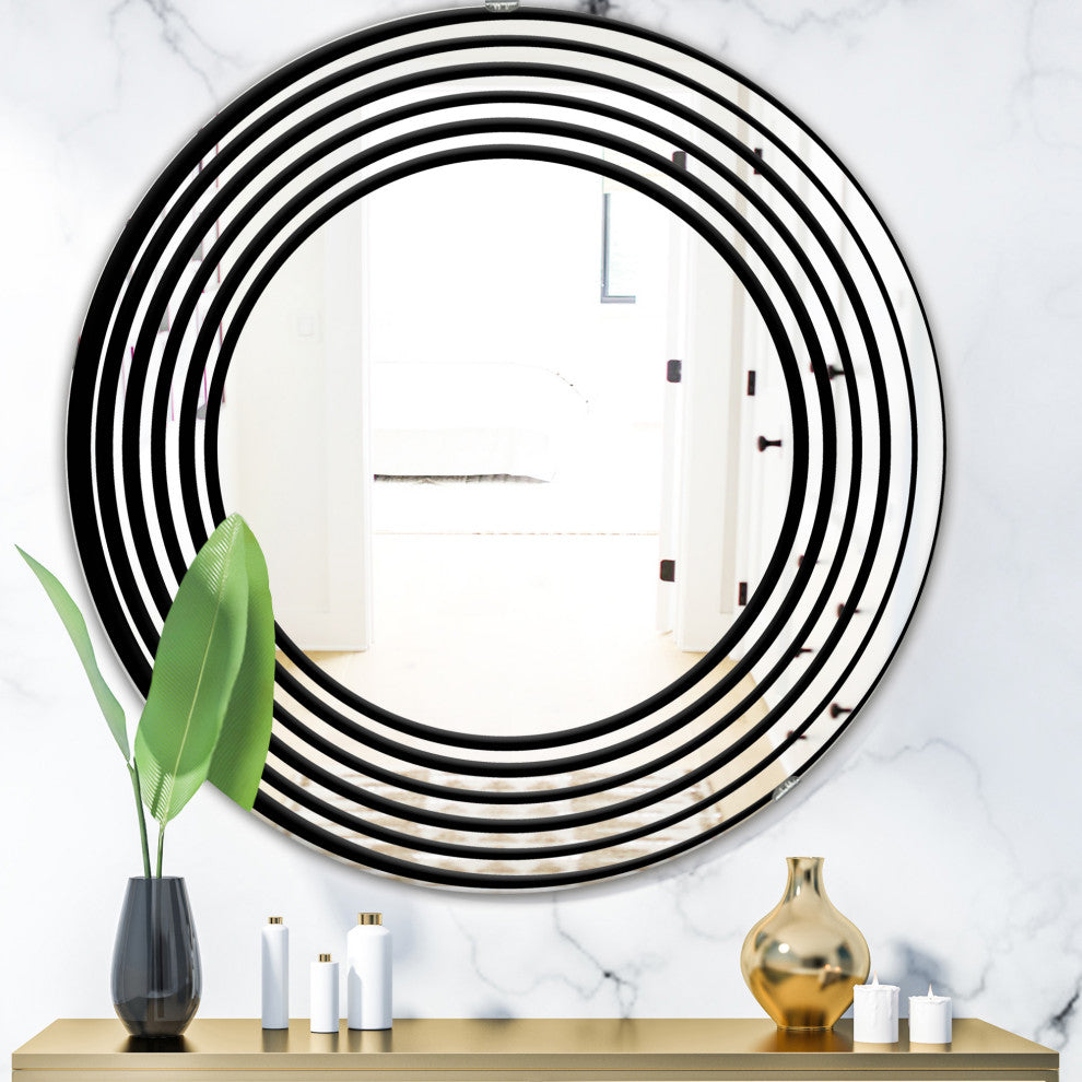 Designart Abstract Spiral Modern Oval Or Round Wall Mirror, 32x32