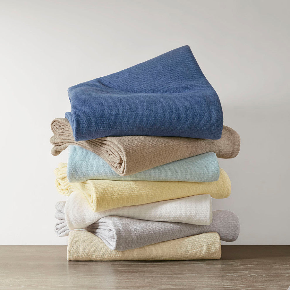 Madison Park Freshspun Basketweave All-Season Bedding Blanket, Beige