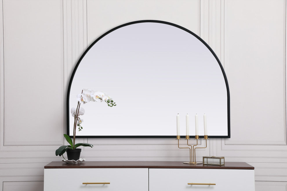 Metal Frame Arch Mirror 33X24 Inch, Black