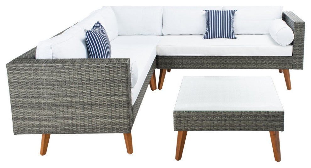 Safavieh Analon Outdoor Sectional, Grey Brown / White