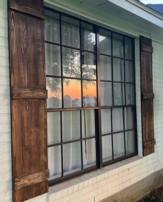 Traditional Board and Batten Exterior Shutters Pair, Unfinished, 54"