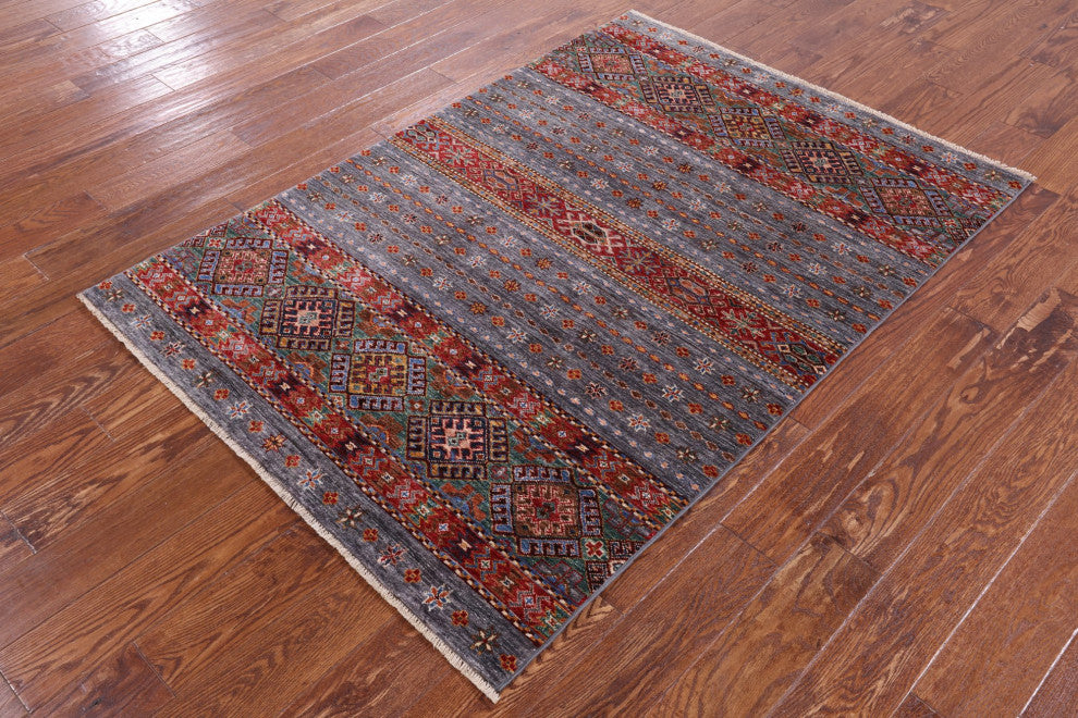 Khorjin Super Kazak Hand Knotted Rug 4' 2" X 5' 11" Q9637