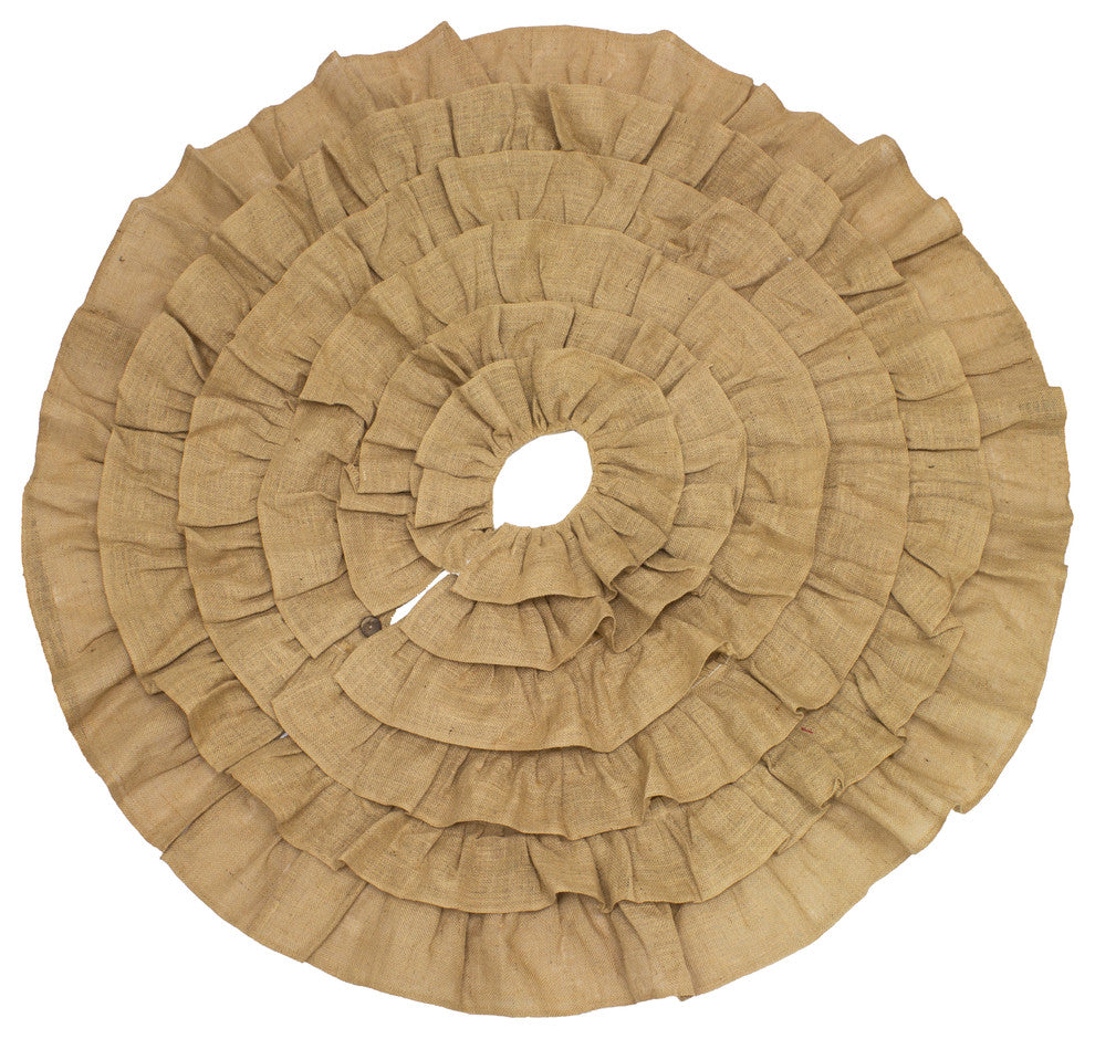 Ruffled Design Holiday Decor Christmas Tree Skirt, Natural