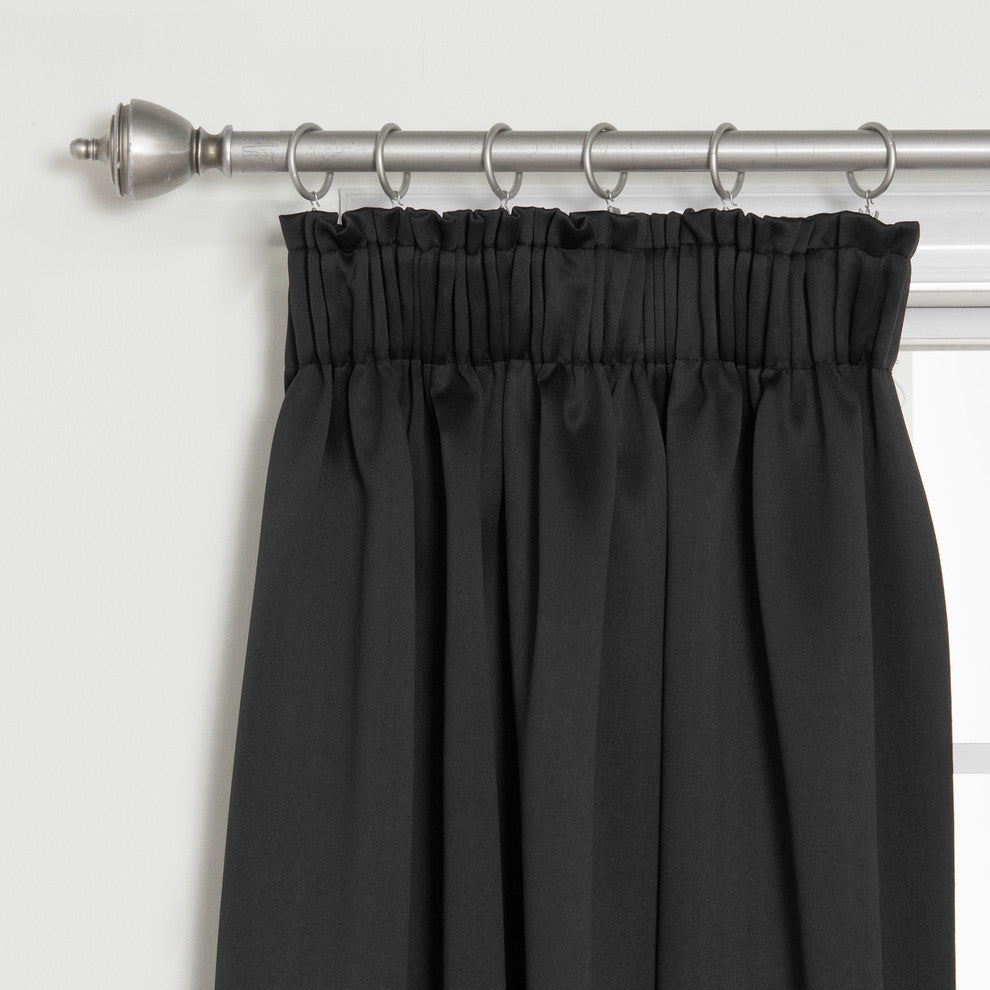 Pencil Pleat Blackout Curtains, Black, 52"x84", Set of 2