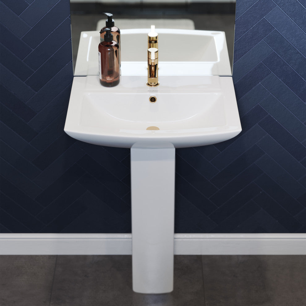 Sublime Pedestal Bathroom Sink Rectangular With Single Faucet Hole