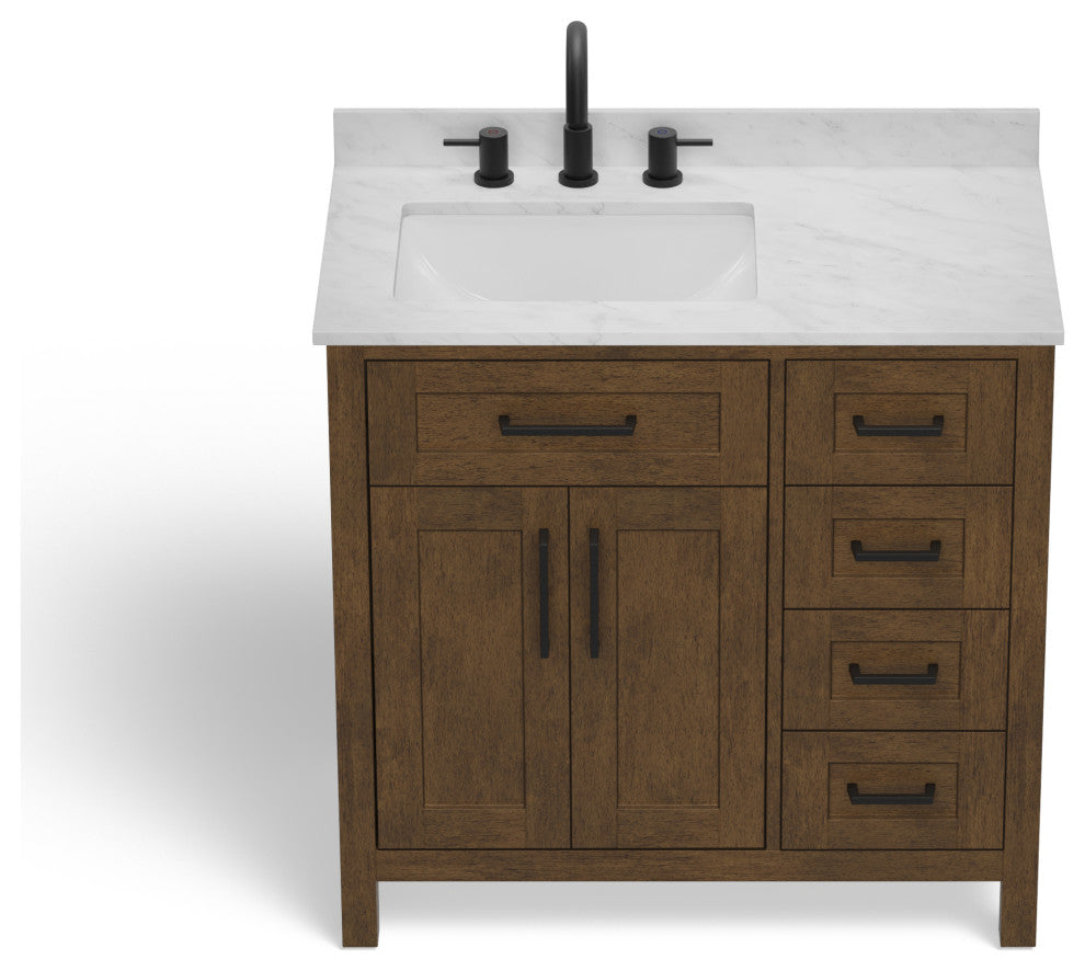 The Oswald Bathroom Vanity, Almond Latte, 36", Single Sink, Freestanding