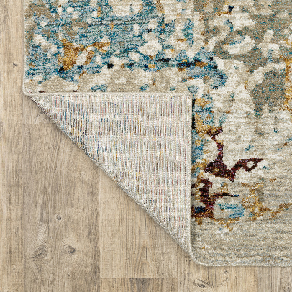 Elements Marbled Patina Beige/Blue Area Rug, 5'3"x7'3"