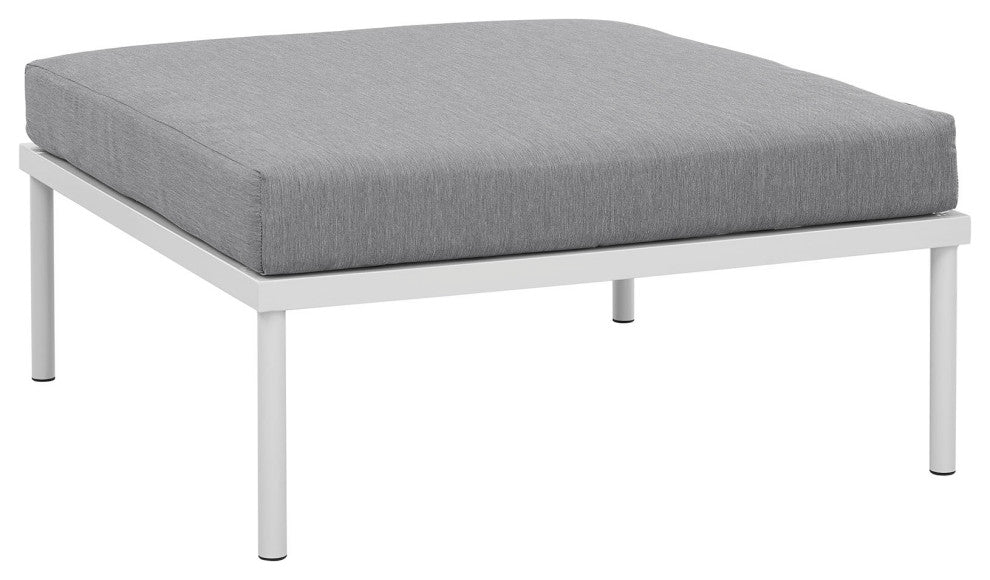 Modway Harmony outdoor Patio Aluminum Ottoman, White Gray